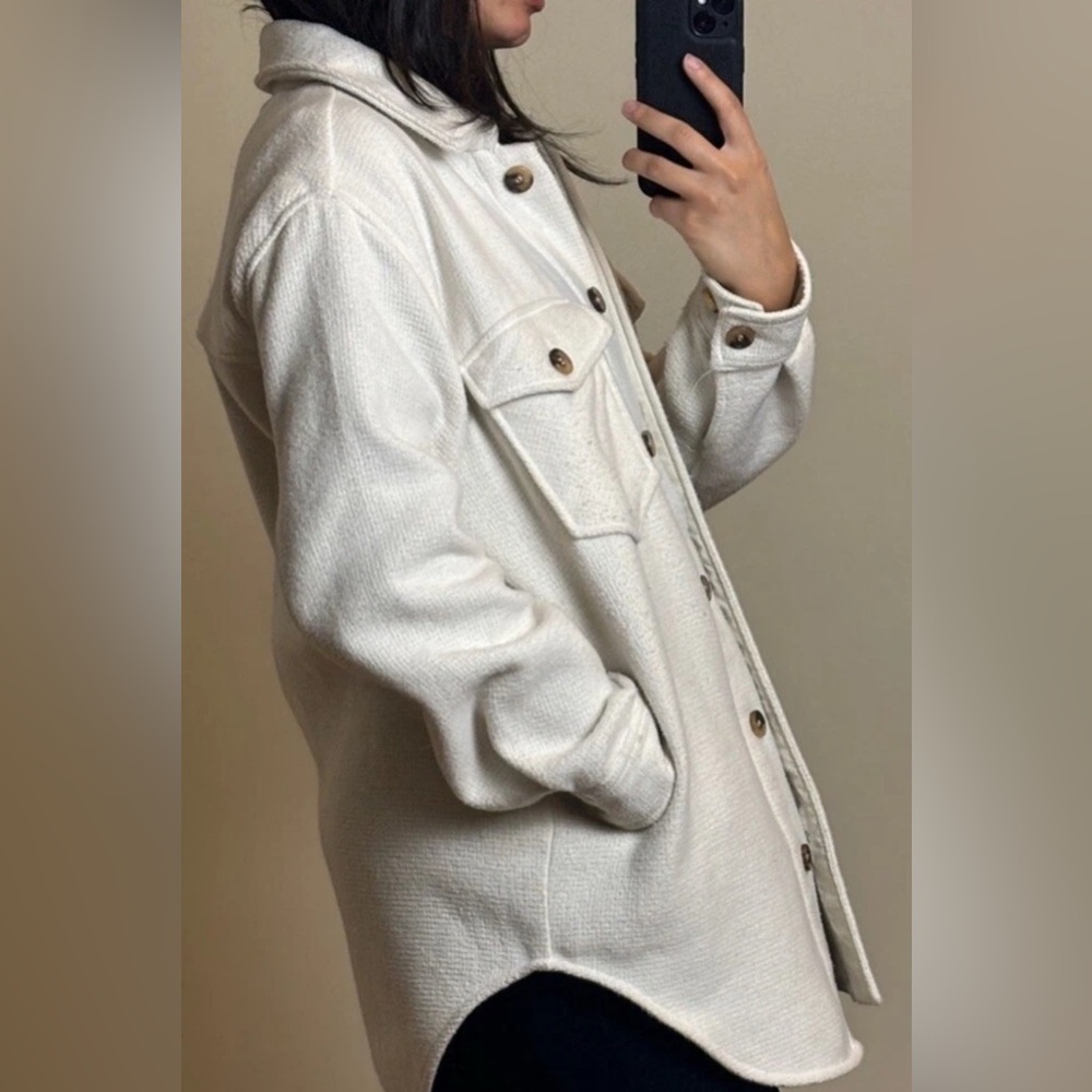 RDI Cream Textured Oversized Shacket – Women’s Size Small - Picture 2 of 15